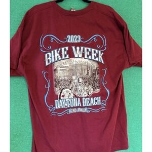 Daytona Beach Bike Week 2023 82nd maroon Unisex T-shirt XL Biker Motorcycle NWT